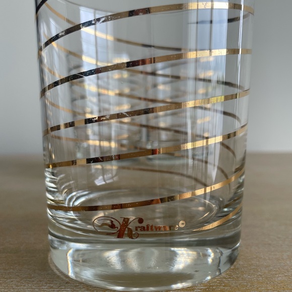 Kraftware MCM Gold Ribbon Swirl Glassware/Barware - set of 4 - Picture 3 of 12